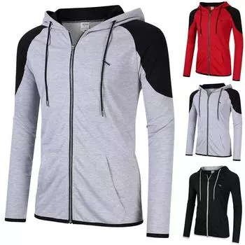 Модный мужской повседневный лоскутный свитер с капюшоном и длинными рукавами, блузка XXL чёрный