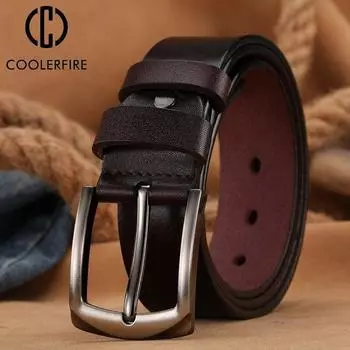 Модный мужской ремень из натуральной кожи, роскошный кожаный ремень с пряжкой, мужской пояс, ковбойский пояс, мужской ремень AHQ2103 85cm чёрный