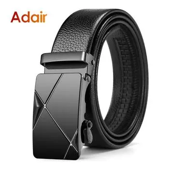 Модный мужской ремень с металлической автоматической пряжкой, брендовый высококачественный пояс, роскошный ремешок для мужчин, деловой черный ремень из овьей кожи DT020 100cm