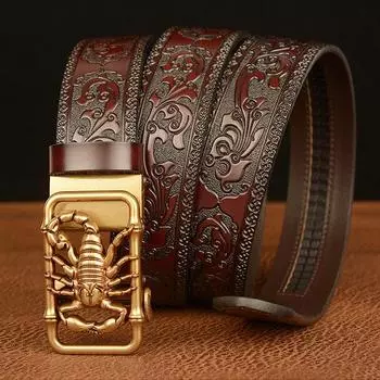 Модный мужской ремень высшего качества деловой мужской ремень из натуральной кожи с автоматической пряжкой 110cm