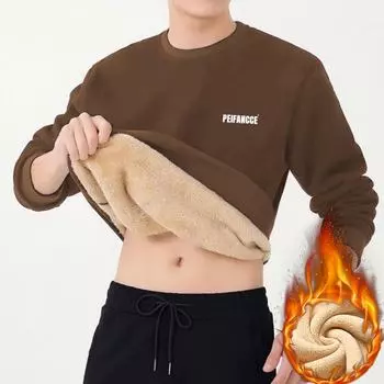 Модный мужской свитер из овчины, свободный, теплый, плюшевый, 2024 года, зима L темно-серого