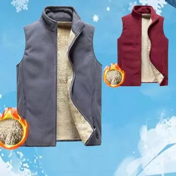 Модный мужской теплый жилет размера плюс 8XL, флисовый жилет, мужское теплое пальто без рукавов из овечьей шерсти и кашемира, мужская брендовая одежда, зимний жилет M серый