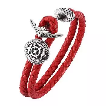 Модный мужской женский браслет из нержавеющей стали с якорем, красные плетеные кожаные браслеты-веревки, модные браслеты с подвесками 165mm красный