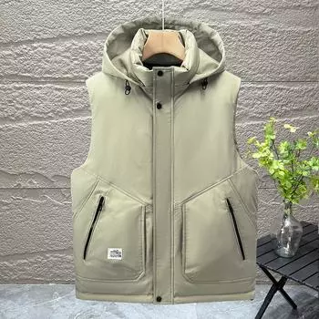 Модный мужской жилет пуховик хлопковый жилет осень и зима большой размер рабочая одежда жилет куртка куртка плечи мужской L зелёный