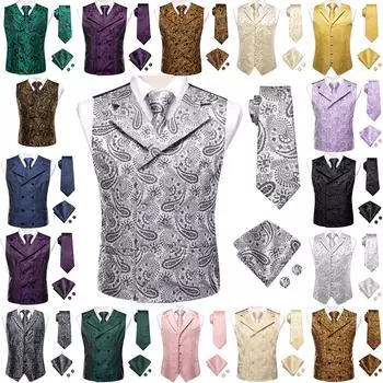 Модный мужской жилет, шелковый жилет для рождественской вечеринки, костюм, платье, смокинг, жилет M