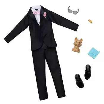 Модный набор Barbie Ken, смокинг Hanamuko, одежда, аксессуары для кукол, набор для игр от 3 лет и старше, черный HWV77, кукла/дом и игра/ролевые игры