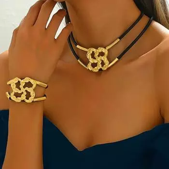 Модный набор подвески-кулона и браслета «Счастливый поворот», двойной темперамент имбирный