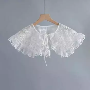 Модный накладной воротник с полыми лацканами для девочек, белые съемные накидки на плечи, шаль, накладной воротник, галстук для рубашки, съемный воротник