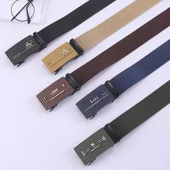 Модный нейлоновый ремень с автоматической пряжкой, мужской повседневный спортивный холст, ремень с железной пружинной пряжкой, регулируемая длина хаки