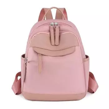 Модный нейлоновый рюкзак для женщин с несколькими карманами на молнии, однотонный, универсальный, повседневный, розовый, для девочек, школьный рюкзак, дорожный чёрный