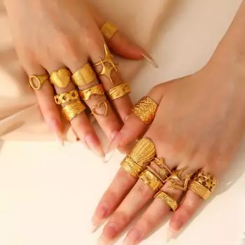 Модный нишевый дизайн, чувство индивидуальности, не выцветание, титановая сталь, открытый указательный палец, широкое лицо, кольца 1 pcs