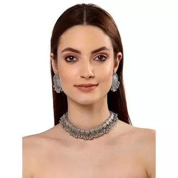 Модный новейший стильный традиционный набор украшений из окисленного серебра для женщин