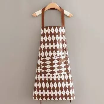 Модный новый фартук для готовки, бытовой кухонный сетчатый красный фартук с талией Yankee, женский корейский вариант водонепроницаемой маслостойкой одежды для работы One Size коричневый