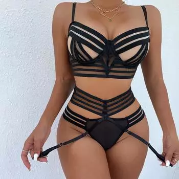 Модный новый комплект сексуального нижнего белья с сетчатой тесьмой и стальным ободом 2258 S