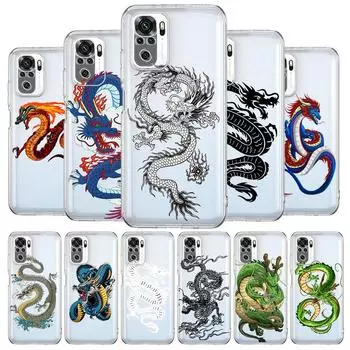 Модный новый квадратный прозрачный чехол для телефона с драконом для Xiaomi Redmi Note 12 11 9S 9 8 10 Pro + 7 8T 9C 9A 8A K40 игровой силиконовый чехол Redmi K40
