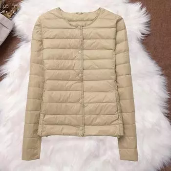 МОДНЫЙ новый легкий и тонкий пуховик женский белый утиный пух и зимняя подкладка круглый вырез V-образный вырез две вещи большой размер тонкий короткий пальто Одежда M белый