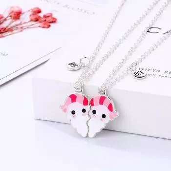 Модный новый магнит притягивает мультяшного человека, подвеска из сплава с капающим маслом, лучший друг, детская пара ожерелье