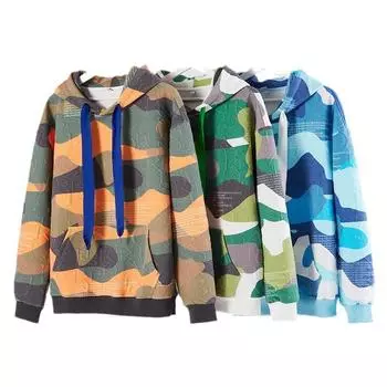 Модный новый осенний тренд, удобная и универсальная камуфляжная толстовка с капюшоном для мужчин и женщин. S