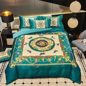 Модный новый стиль дамасский жаккард большая версия цифровая печать высококачественный комплект из 4-х пододеяльников высококачественное свадебное постельное белье высокого класса 150quilt cover200x230