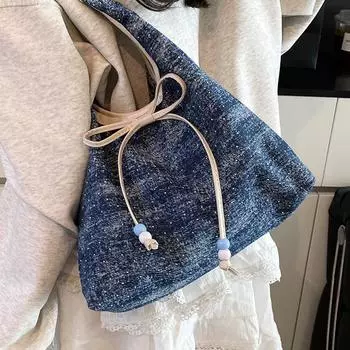 Модный новый стиль, модный повседневный стиль, джинсовая сумка-тоут Star, универсальная сумка через плечо для поездок на работу и учебы