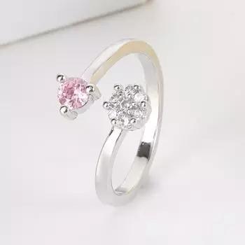 Модный новый стиль, сладкий темперамент, универсальное открытое кольцо, женское регулируемое инкрустированное циркониевое кольцо