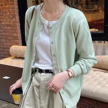 Модный облегающий повседневный вязаный кардиган, куртка для женщин, осенние кардиганы с длинным рукавом, свитер, свободный трикотаж, топы, винтажные свитера с круглым вырезом 25182 One Size чёрный