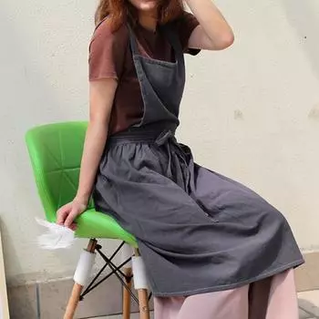 Модный однотонный фартук для шеф-повара с боковыми карманами, рабочая одежда, одежда для приготовления пищи, защитный чехол для ресторана, кухни, фартук бежевый