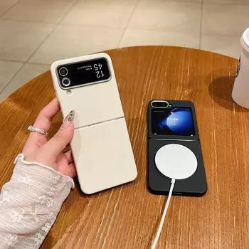 Модный однотонный мягкий магнитный складной чехол из 2 предметов для Samsung Z Flip6 Flip5 Flip4 Flip3 для Magsafe матовый противоударный защитный тонкий чехол для телефона Samsung Z Flip6 чёрный