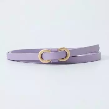 Модный однотонный винтажный кожаный ремень для брюк и платьев, тонкий ремешок на талию, ремни с 8-образной пряжкой фиолетовый