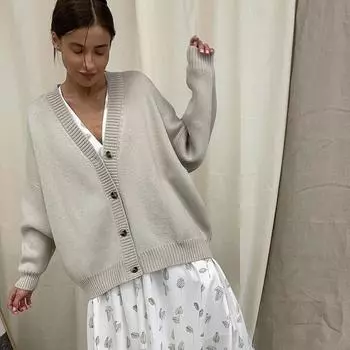 Модный однотонный вязаный кардиган с длинными рукавами, женский осенне-зимний простой свободный свитер в ленивом стиле One Size зелёный