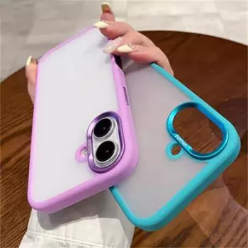 Модный однотонный защитный чехол-бампер с рамкой цвета конфет для iPhone 16, 15, 14 Pro Max Plus, матовая кожа, ударопрочная задняя крышка iPhone 16 Pro Max чёрный