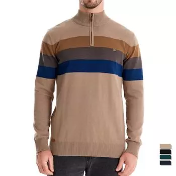 Модный осенне-зимний мужской свитер с полумолнией, полосатый свитер в стиле пэчворк S