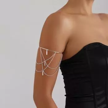 Модный открытый браслет на плечо с многослойной подвеской-кисточкой для женщин, сексуальные длинные браслеты-цепочки, украшения для тела, подарок золотой