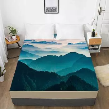 Модный пейзаж 3D-принт узор простыня на резинке чехол для матраса простыня постельное белье 120x200 3pcs