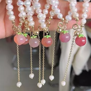 Модный персиковый браслет с натуральным пресноводным жемчугом для женщин, стильные милые свежие украшения для рук, аксессуары