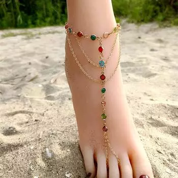 Модный персонализированный браслет на щиколотку с бриллиантовой бахромой ручной работы, экзотический, универсальный, креативный браслет на щиколотку золотой