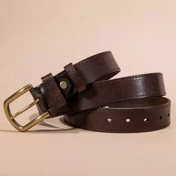 Модный персонализированный кожаный ремень мужской ретро пряжка повседневный универсальный мужской ремень для брюк первый слой из коровьей кожи 110cm-125cm чёрный