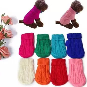 Модный питомец собака кошка вязаный свитер зимнее теплое пальто щенок милый жакет одежда 14
