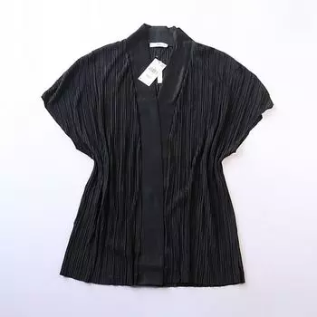 Модный плащ-шаль с мятым эффектом, повседневная рубашка, свободный крой, короткий рукав Black M
