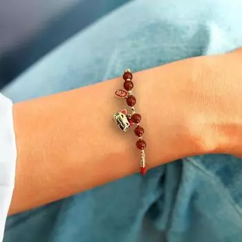 Модный плетеный браслет из красной нити с бусинами, ретро-подвеска в виде кошки, регулируемый браслет, женский подарок