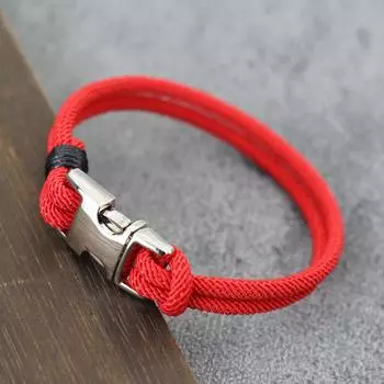 Модный плетеный браслет из миланской веревки ручной работы для мужчин, защита запястья для выживания на открытом воздухе, двухниточные мужские повседневные аксессуары красный