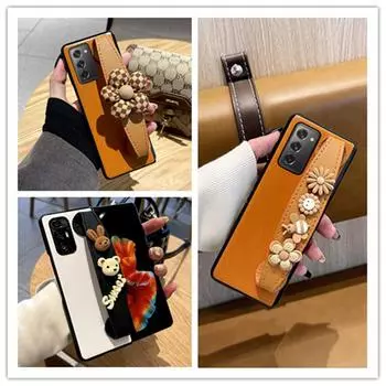 Модный плюшевый кожаный чехол-браслет для телефона Samsung Galaxy Z Fold 2 3 W21 5g Z Fold 4, защитный чехол с милой пчелой-подставкой for Samsung Z Fold2