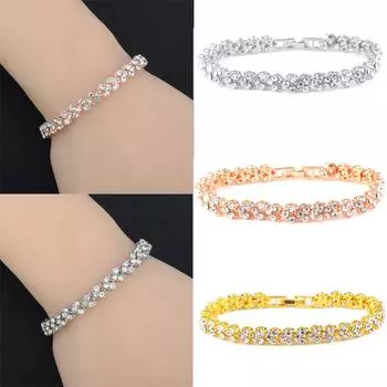 Модный подарок, модные украшения, розовое золото, серебро, золото, свадебные для женщин, роскошные римские изысканные браслеты-цепочки, браслет с кристаллами розового золота