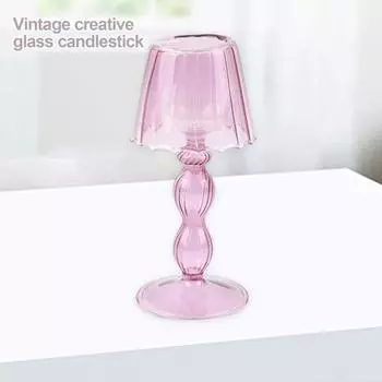 Модный подсвечник, изысканное мастерство, высокое украшение из боросиликатного стекла розовый