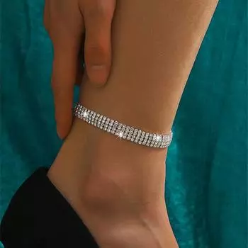 Модный полный бриллиантовый женский браслет на щиколотку, высокое чувство роскоши, блестящий женский браслет на щиколотку со стразами, сотня женских браслетов на щиколотку