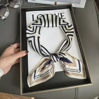 Модный полосатый шарф из 100% шелка тутового шелкопряда - универсальный, квадратный, 70 см, идеальный подарок 68*68cm