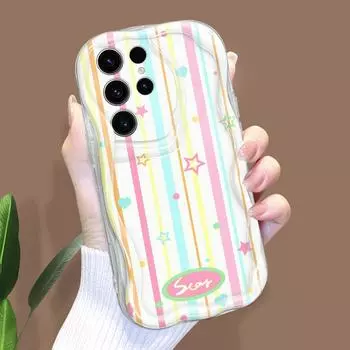 Модный популярный чехол для телефона для iPhone 15, 14, 13, 12, 11, Samsung Galaxy A52, Xiaomi Redmi 14, 13C, кремовый текстурированный корпус, мягкий чехол с волнистыми краями Samsung A35 5G