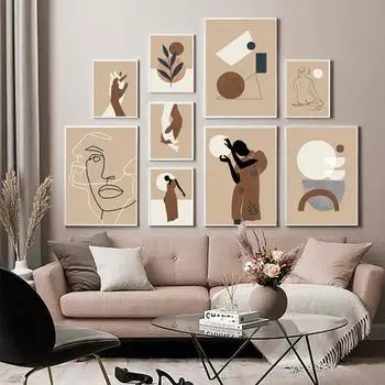 Модный постер в африканском стиле, черная женщина, абстрактная картина на холсте, богемный художественный принт, настенная картина в стиле бохо, украшение для комнаты для девочек 21cm30cm NoFrame