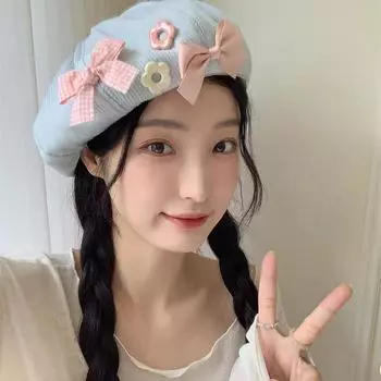 Модный повседневный бант-берет, дышащая, милая шляпа художника, большая повязка на голову one size розовый
