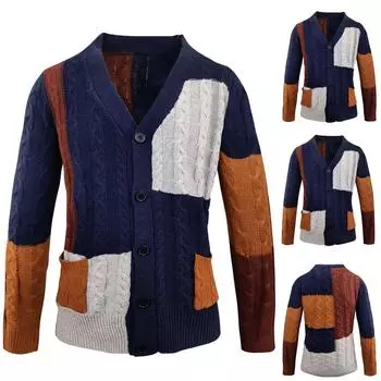 Модный повседневный кардиган с лацканами, тонкий вязаный свитер с длинным рукавом XXL хаки